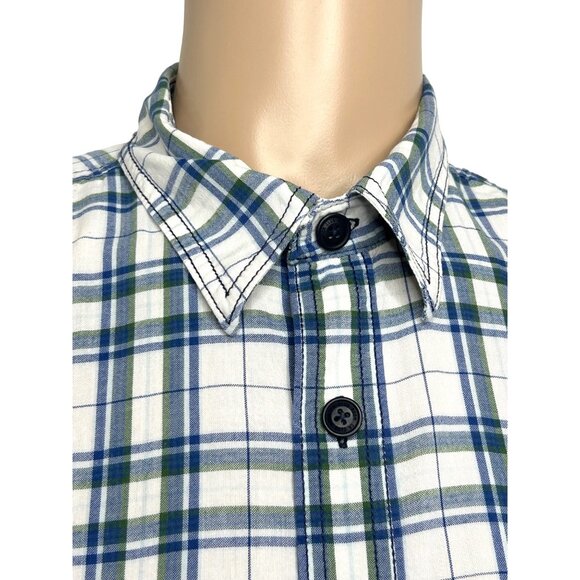 Club Room CR Men’s Shirt Vintage Fit XL Plaid White Blue Green Cotton Pockets - Picture 10 of 16